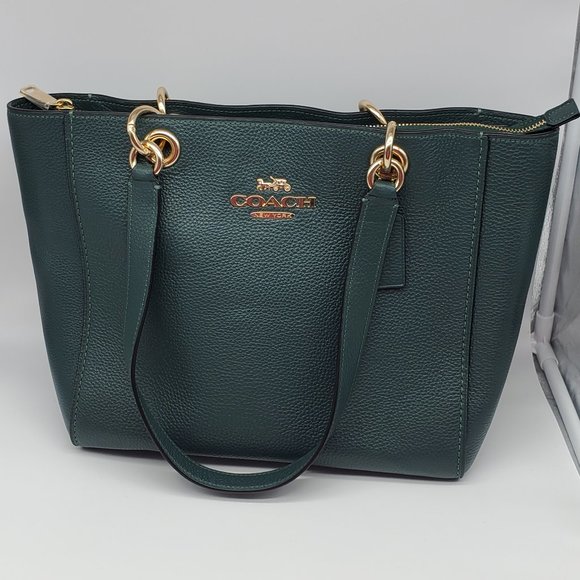 Coach Leather Jes Tote Evergreen - Picture 1 of 8